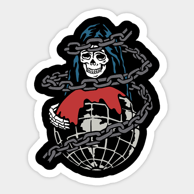 SKELL AND GLOBE Sticker by THE HORROR SHOP